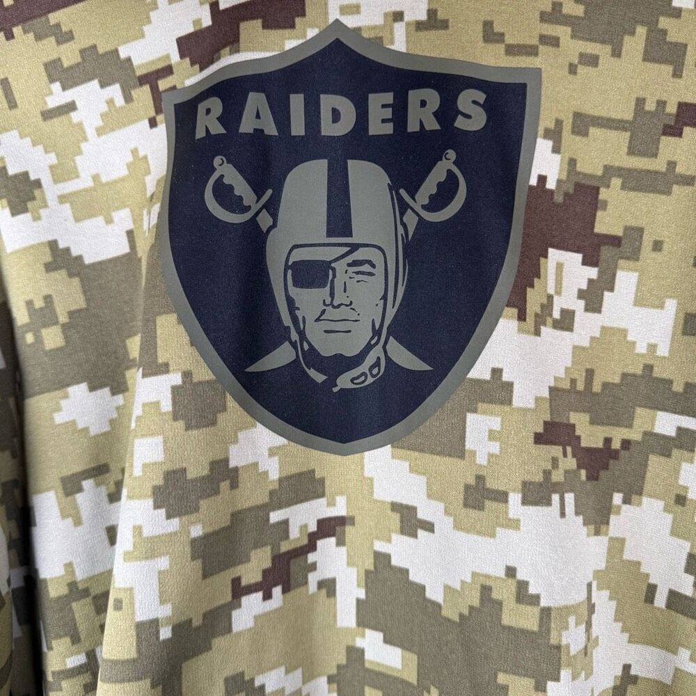 Nike Dri Fit NFL Mens Large Las Vegas Raiders Hoodie Green Digital Camo Service - Picture 2 of 10